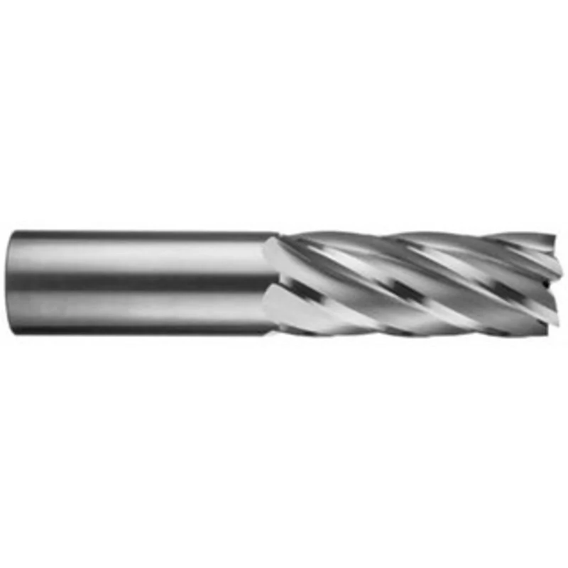 RobbJack 1/2, 1 LOC, 1/2 Shank Diam, 3 OAL, 6 Flute, Solid Carbide Square End Mill Single End, TiN Finish, Spiral Flu...